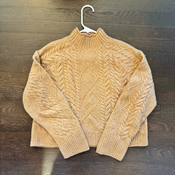 J. Crew Camel Cable Knit Turtleneck Sweater - Picture 2 of 3